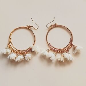Winter white flower earrings